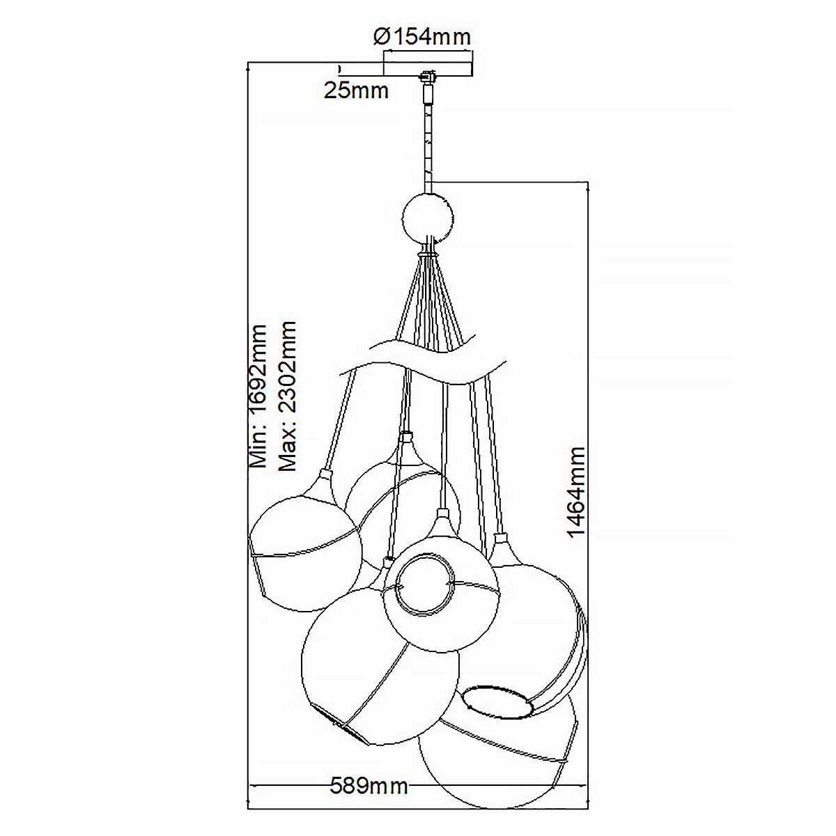 Skye 6 Light Ceiling Pendant Light