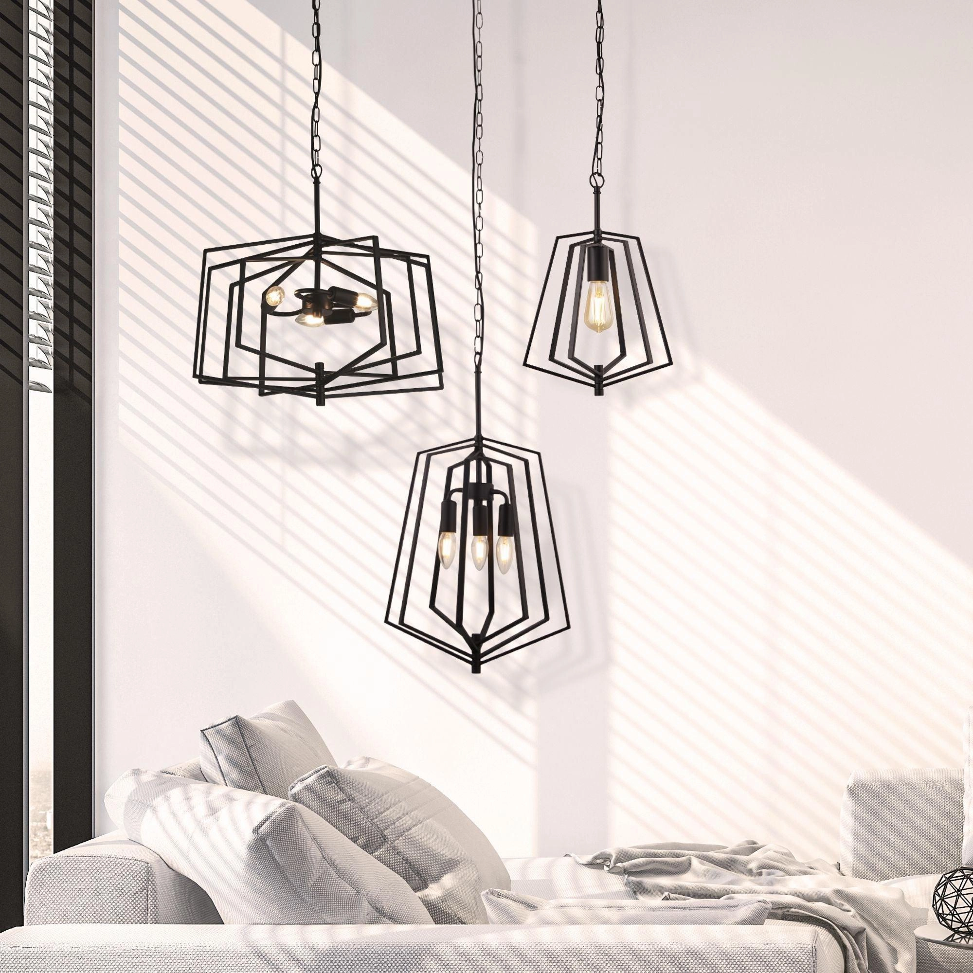 Slinky 1 Light Black Metal Adjustable Ceiling Pendant