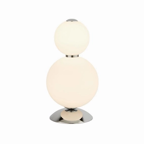 Snowball 2 Light Chrome Table Lamp - Opal Glass Shade energy-saving LED light