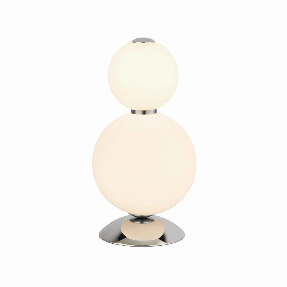 Snowball 2 Light Chrome Table Lamp - Opal Glass Shade energy-saving LED light