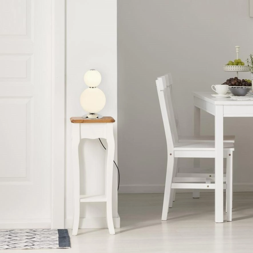 Snowball 2 Light Chrome Table Lamp - Opal Glass Shade
