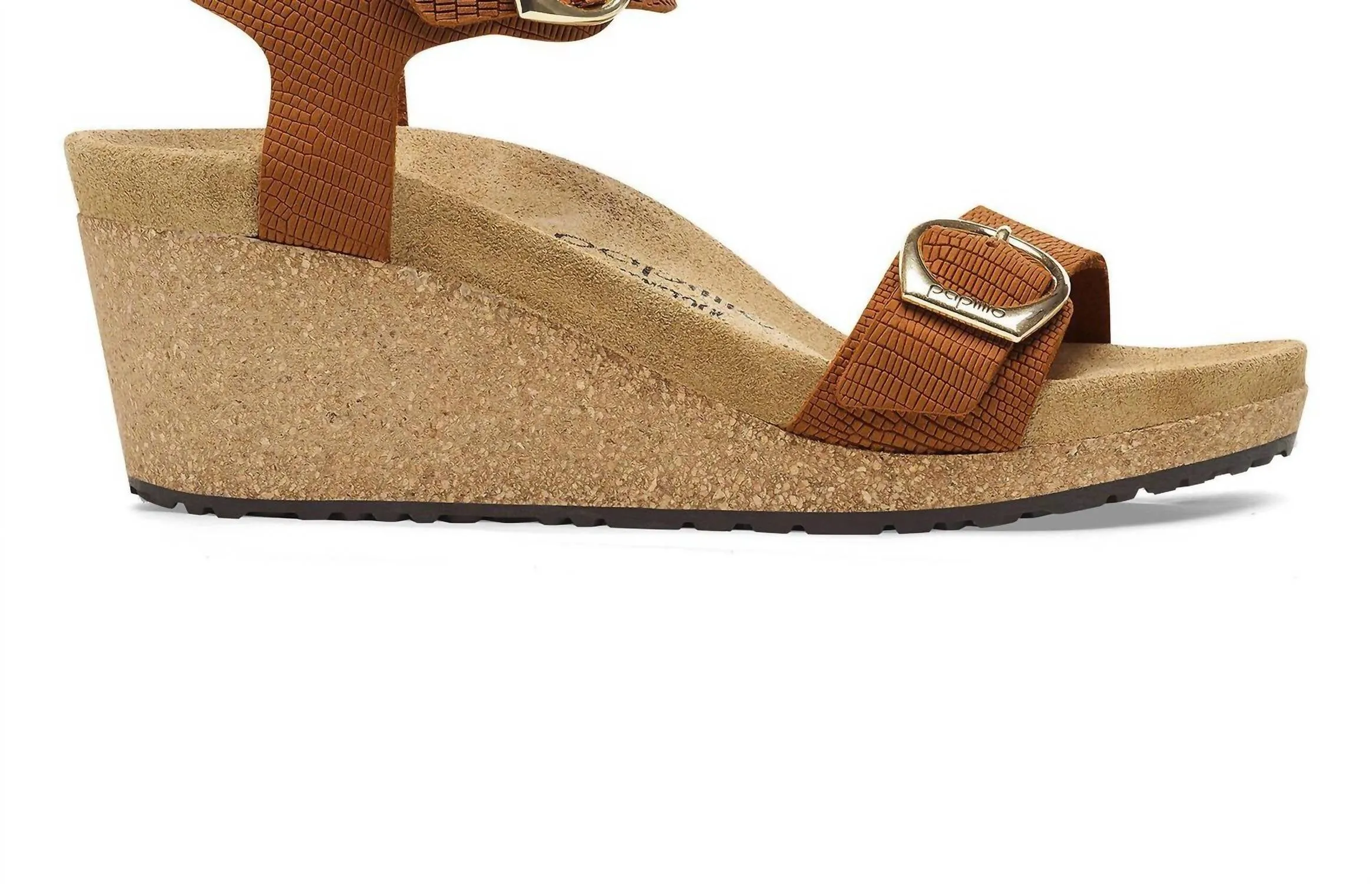 Soley Ring-Buckle Wedge Sandal In Burnt Orange
