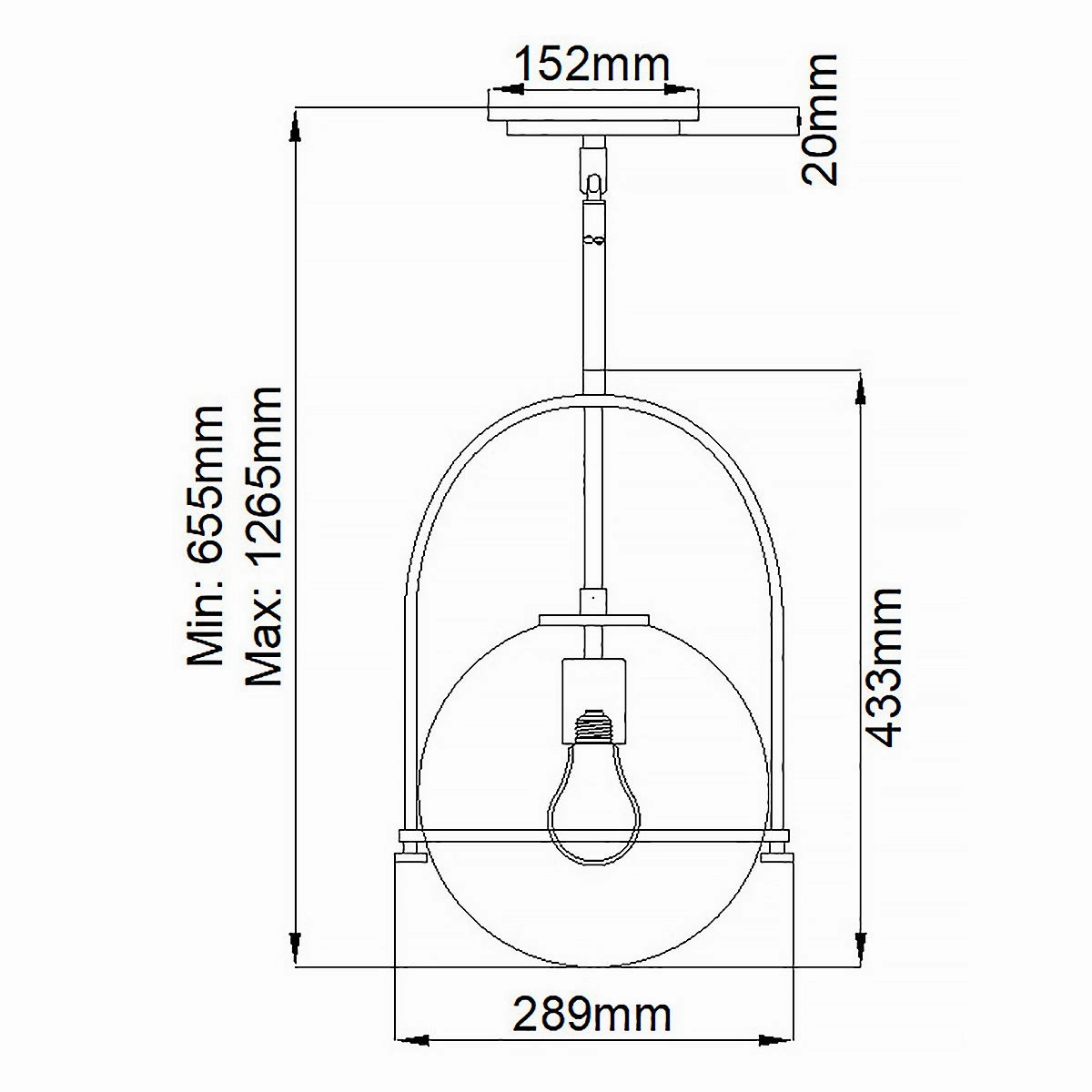 Somerset 1 Light Medium Black and Clear Pendant Light