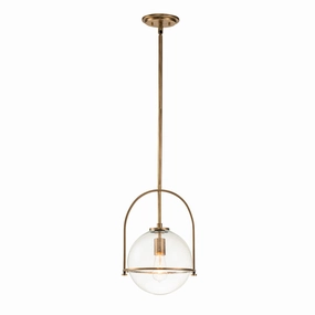 Somerset 1 Light Medium Brass and Clear Pendant Light flush mount ceiling fixture
