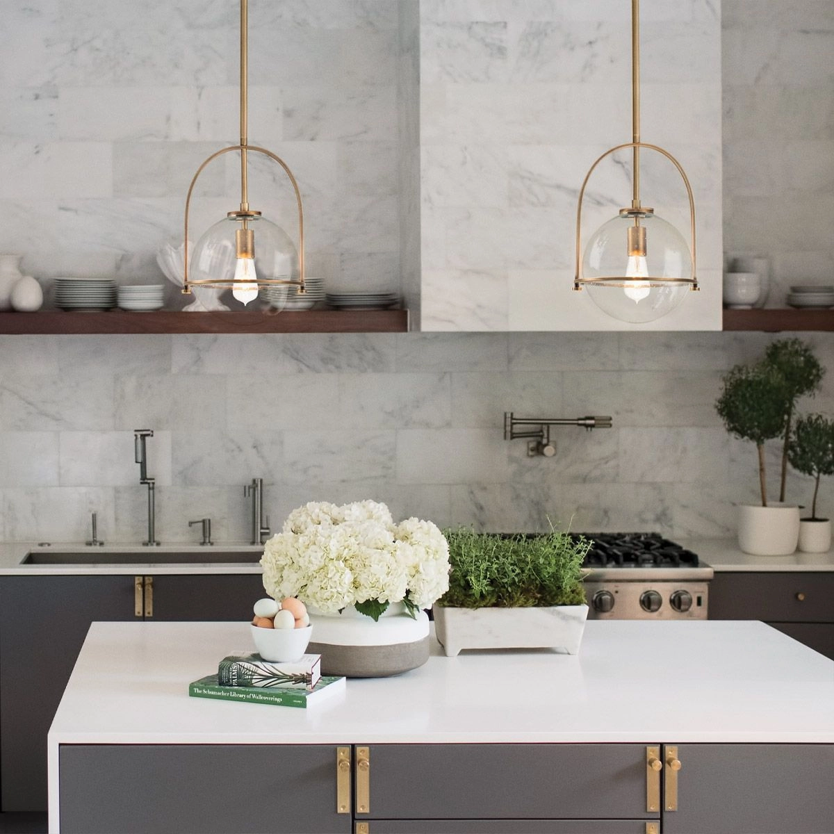 Somerset 1 Light Medium Brass and Clear Pendant Light