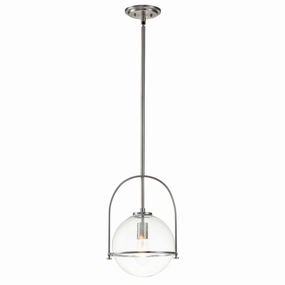 Somerset 1 Light Medium Nickel and Clear Pendant Light flush mount ceiling fixture