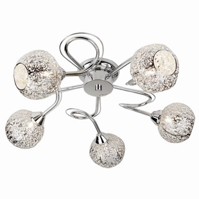 Souk 5 Light Chrome Ceiling Flush - Fretwork Pattern Shades soft glow ceiling light