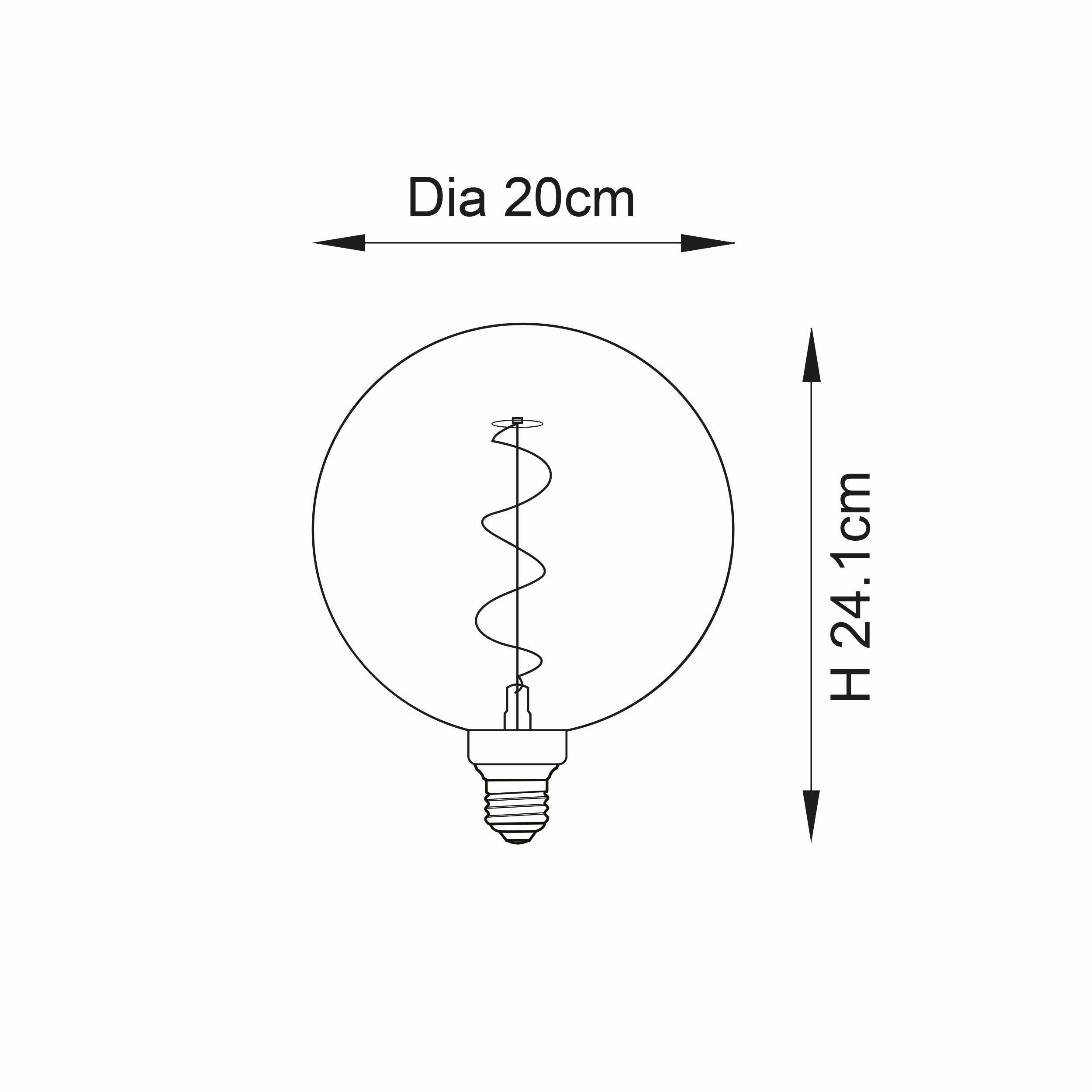 Spiral Large Amber Tinted Globe Filament 4w LED Light Bulb