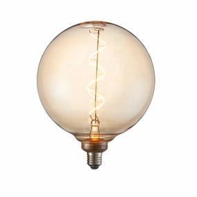 Spiral Large Amber Tinted Globe Filament 4w LED Light Bulb contemporary ceiling fixture