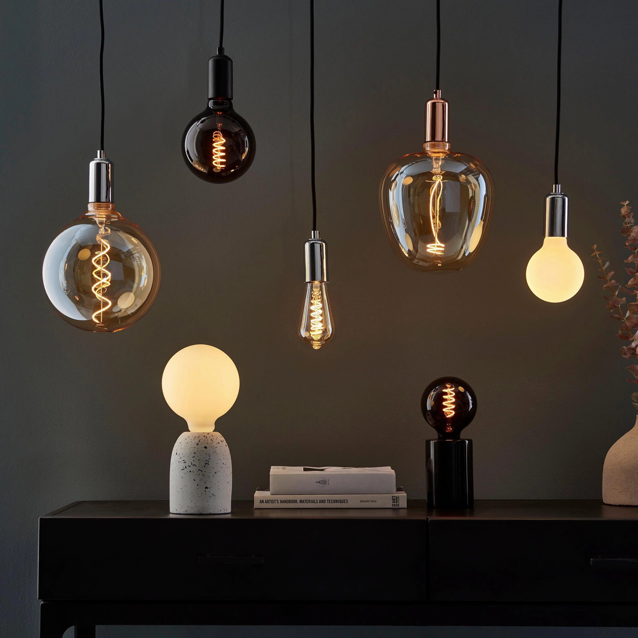 Spiral Large Amber Tinted Globe Filament 4w LED Light Bulb