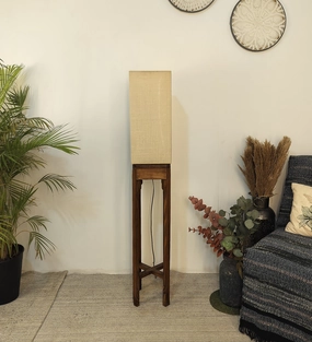 Sputnik Wooden Floor Lamp with Brown Base and Beige Fabric Lampshade (BULB NOT INCLUDED) creative lampshade design