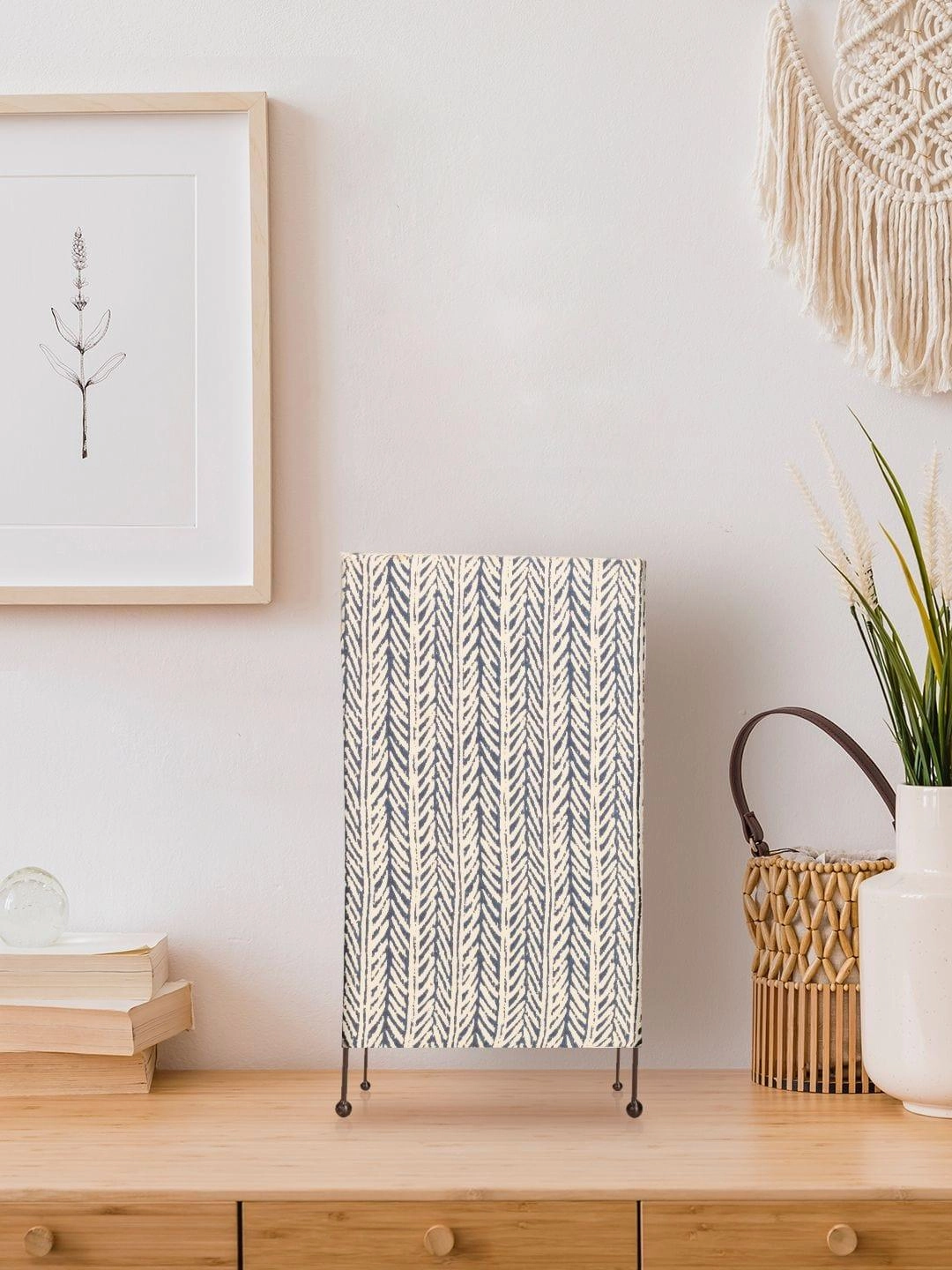 Square Four Leg Blue Dye Print Table Lamp decorative ceiling fixture