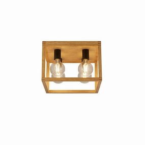 Square Woven Bamboo Wood 4 Light Ceiling Flush Searchlight ambient ceiling fixture