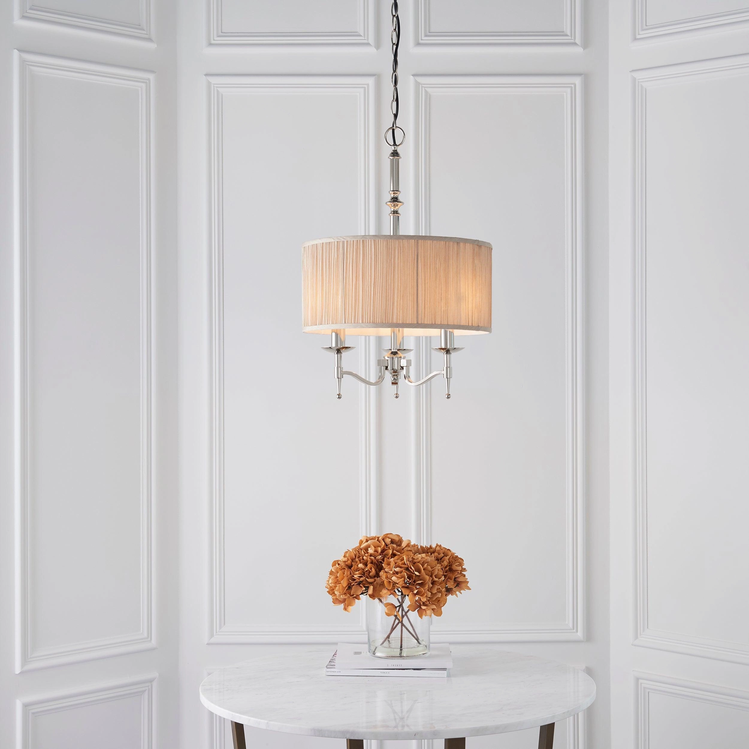 Stanford Polished Nickel Finish 3 Light Pendant