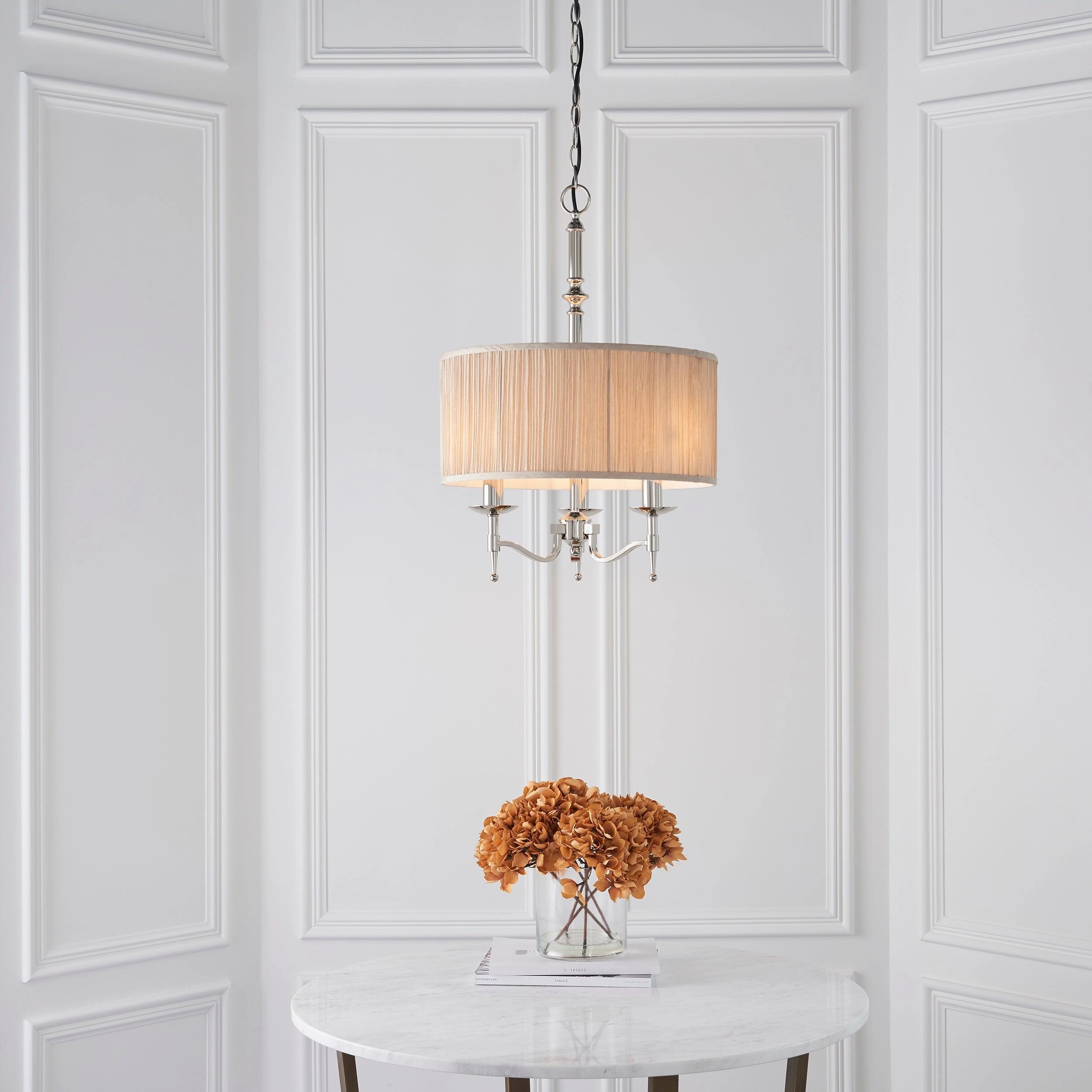 Stanford Polished Nickel Finish 3 Light Pendant
