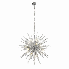 Starburst 10 Light Chrome & Crystal Glass Ceiling Pendant soft glow ceiling light