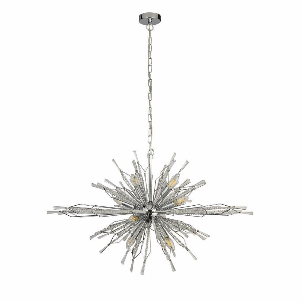 Starburst 8 Light Chrome & Crystal Glass Ceiling Pendant