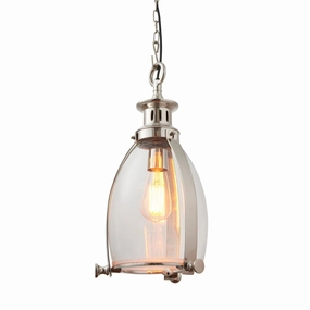 Storni 1 Light Nickel Pendant Ceiling Light Endon Lighting sleek LED ceiling lamp
