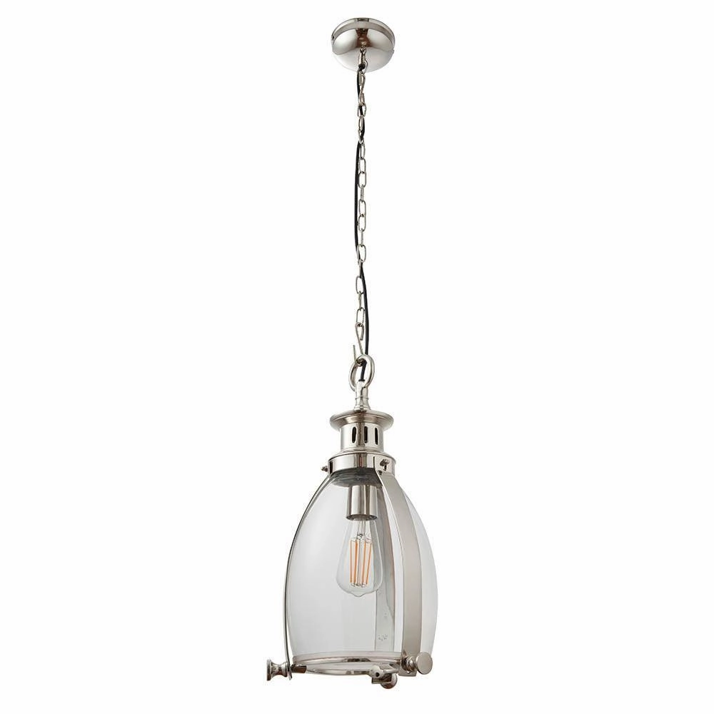 Storni 1 Light Nickel Pendant Ceiling Light Endon Lighting