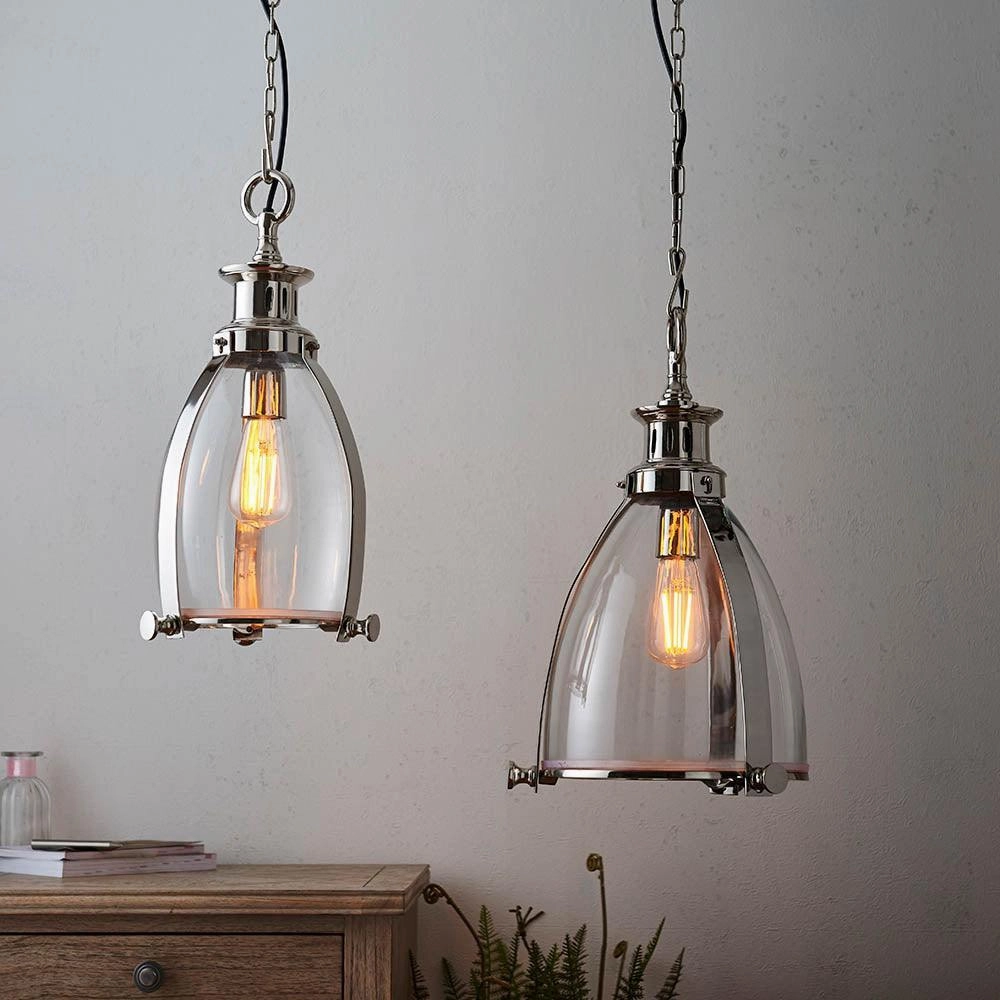 Storni 1 Light Nickel Pendant Ceiling Light Endon Lighting