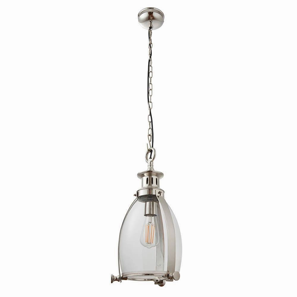 Storni 1 Light Nickel Pendant Ceiling Light Endon Lighting