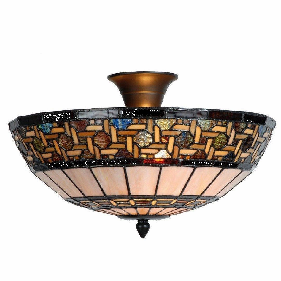 Stretford Tiffany Semi Flush Ceiling Light recessed ceiling spot lamp