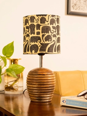 Stripped Brown Lamp with Black Elephant multicolor shade decorative ceiling fixture