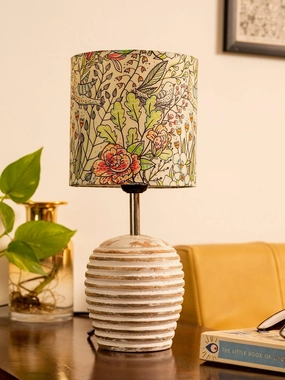 Stripped Distress White Lamp with Colorful Leaves multicolor shade decorative ceiling fixture