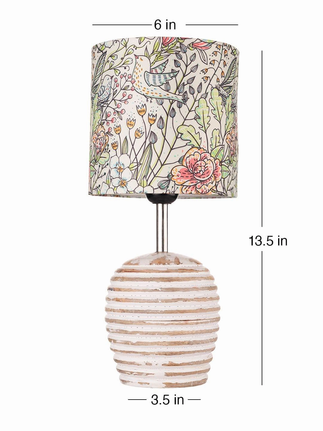 Stripped Distress White Lamp with Colorful Leaves multicolor shade
