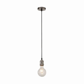 Suspensions Chrome 1 Light Cable Set Smoked Glass Pendant ambient ceiling fixture