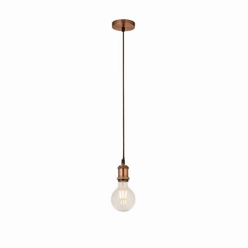 Suspensions Copper Cable Set Amber Glass Globe Pendant ambient ceiling fixture