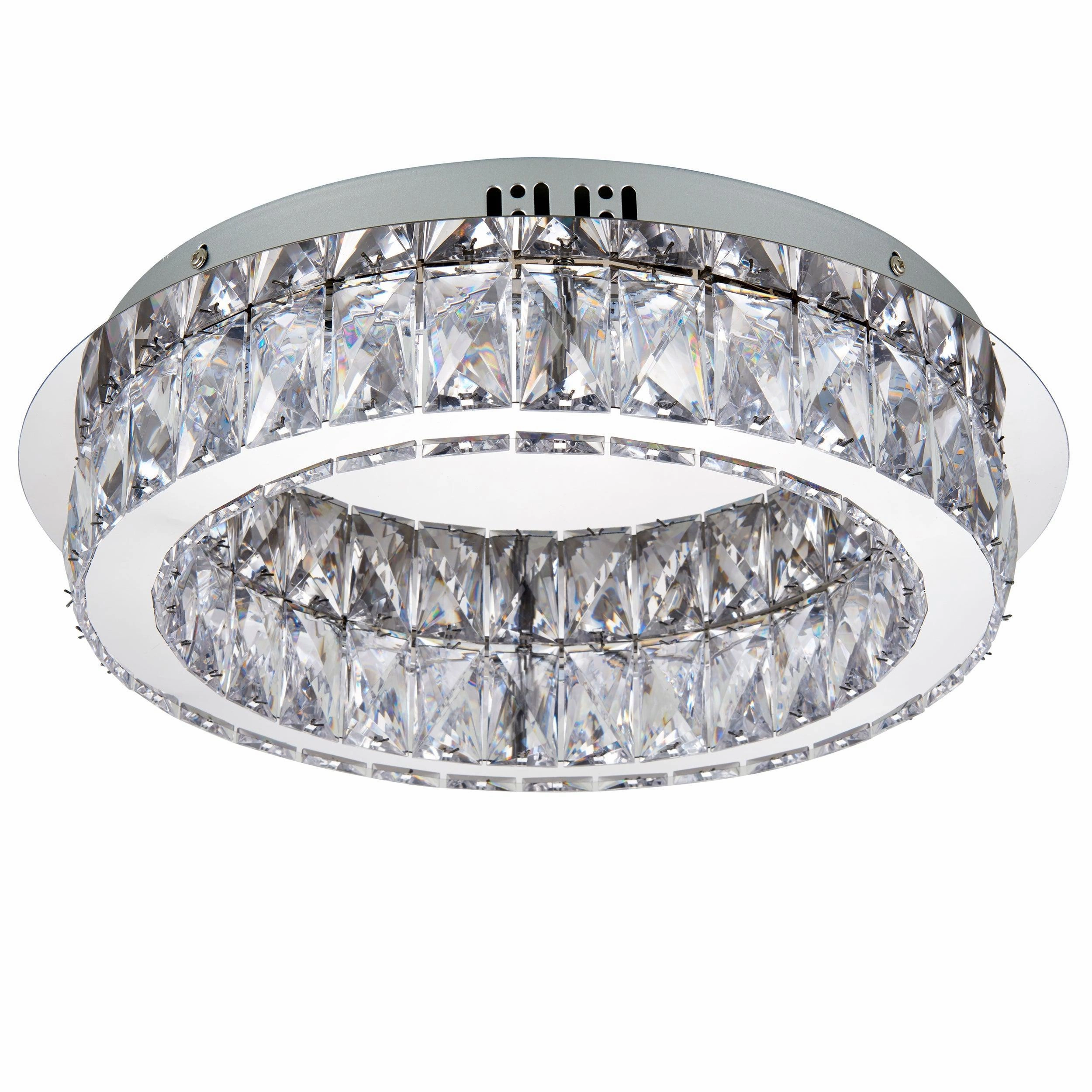 Swayze Chrome Plate & Clear Faceted Acrylic 1 Light Flush
