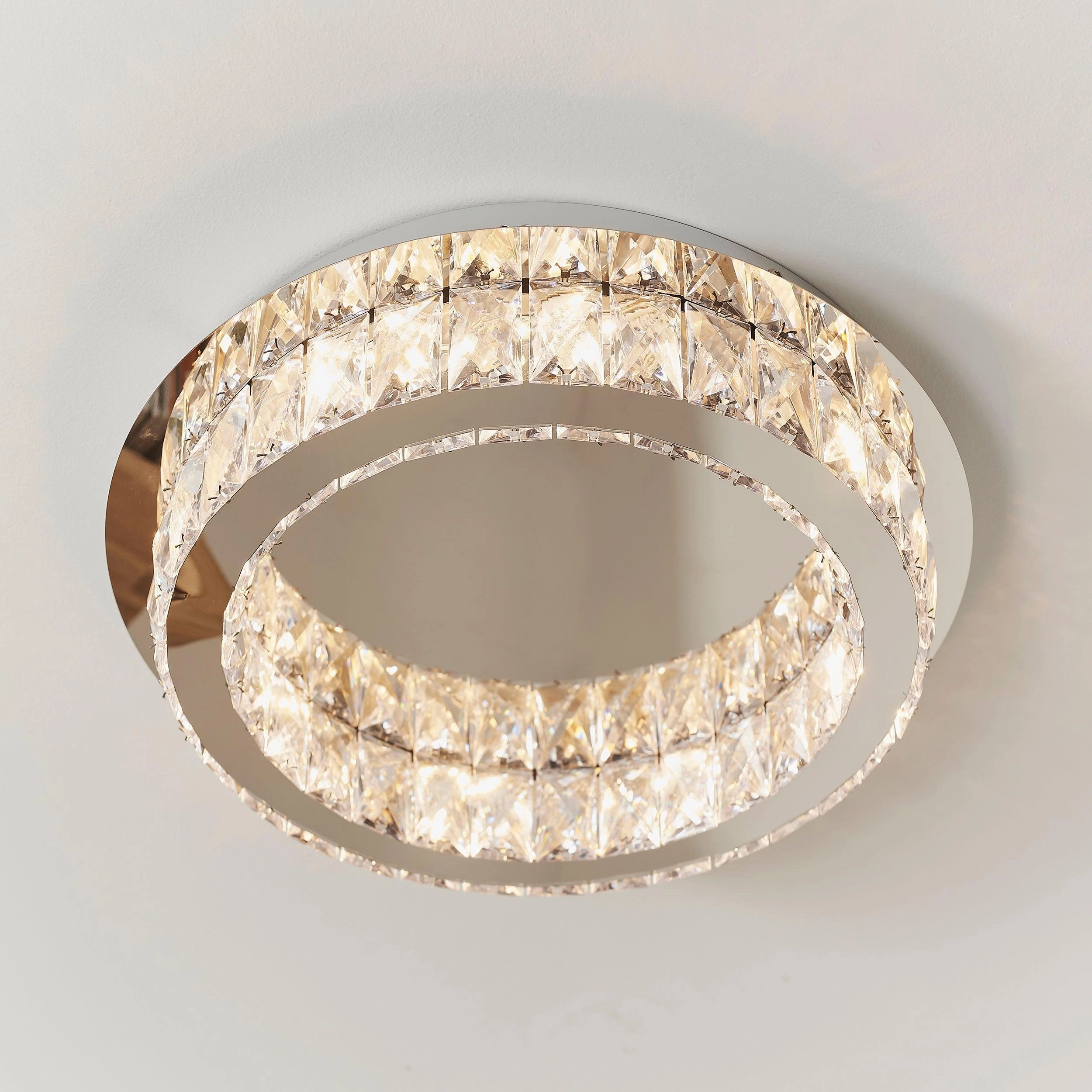 Swayze Chrome Plate & Clear Faceted Acrylic 1 Light Flush
