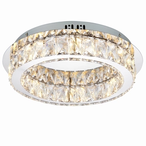 Swayze Chrome Plate & Clear Faceted Acrylic 1 Light Flush white ceiling lamp