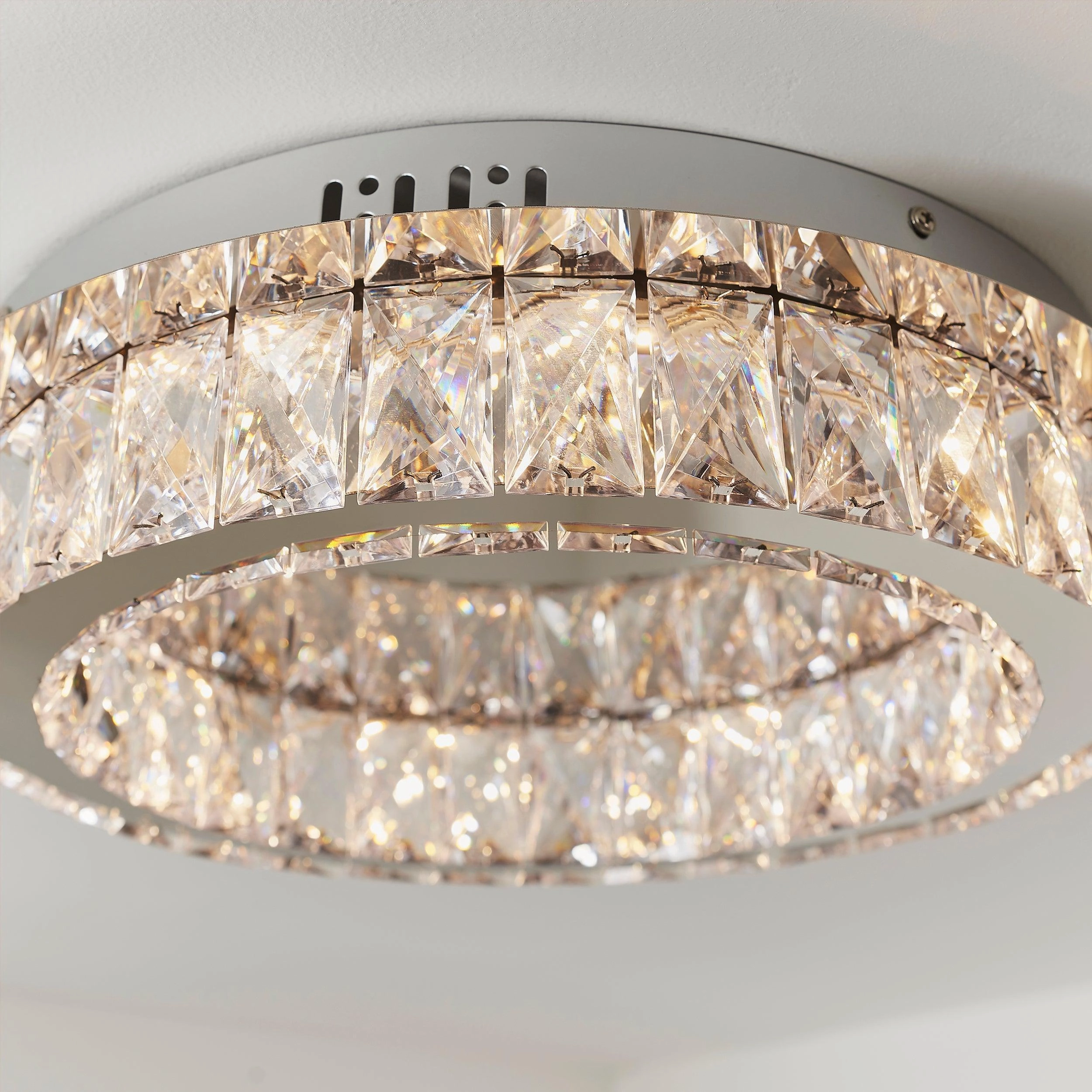 Swayze Chrome Plate & Clear Faceted Acrylic 1 Light Flush