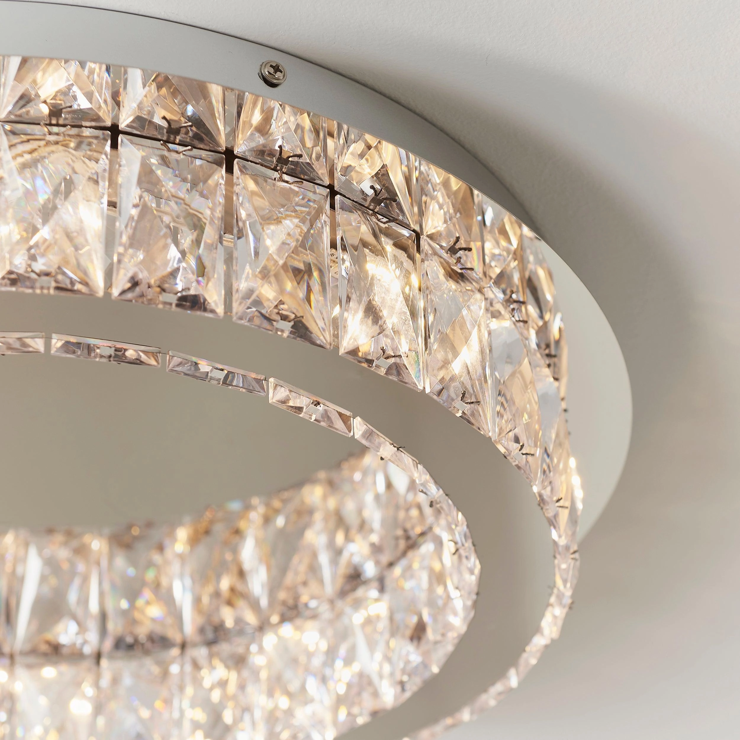 Swayze Chrome Plate & Clear Faceted Acrylic 1 Light Flush