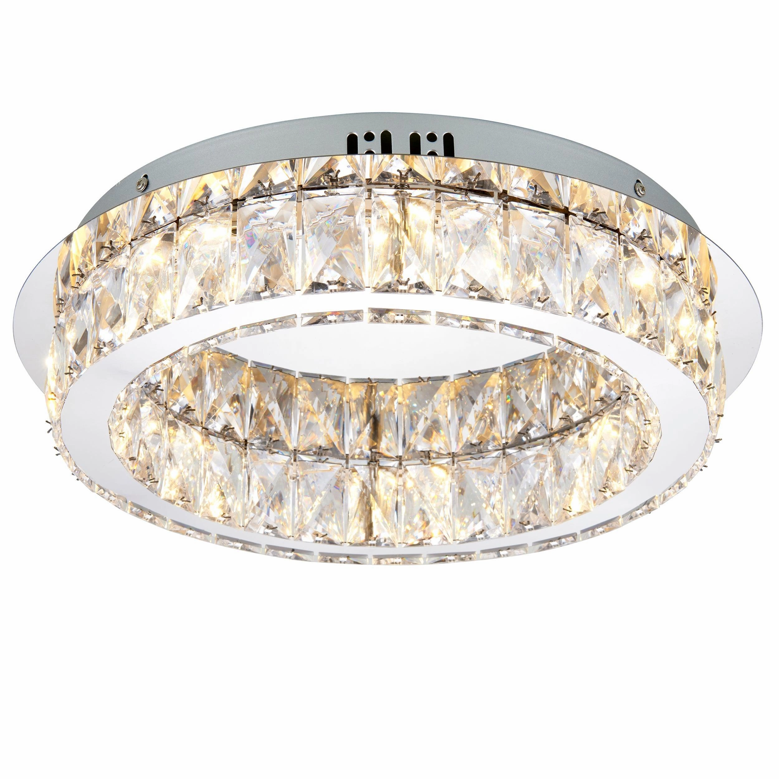 Swayze Chrome Plate & Clear Faceted Acrylic 1 Light Flush white ceiling lamp