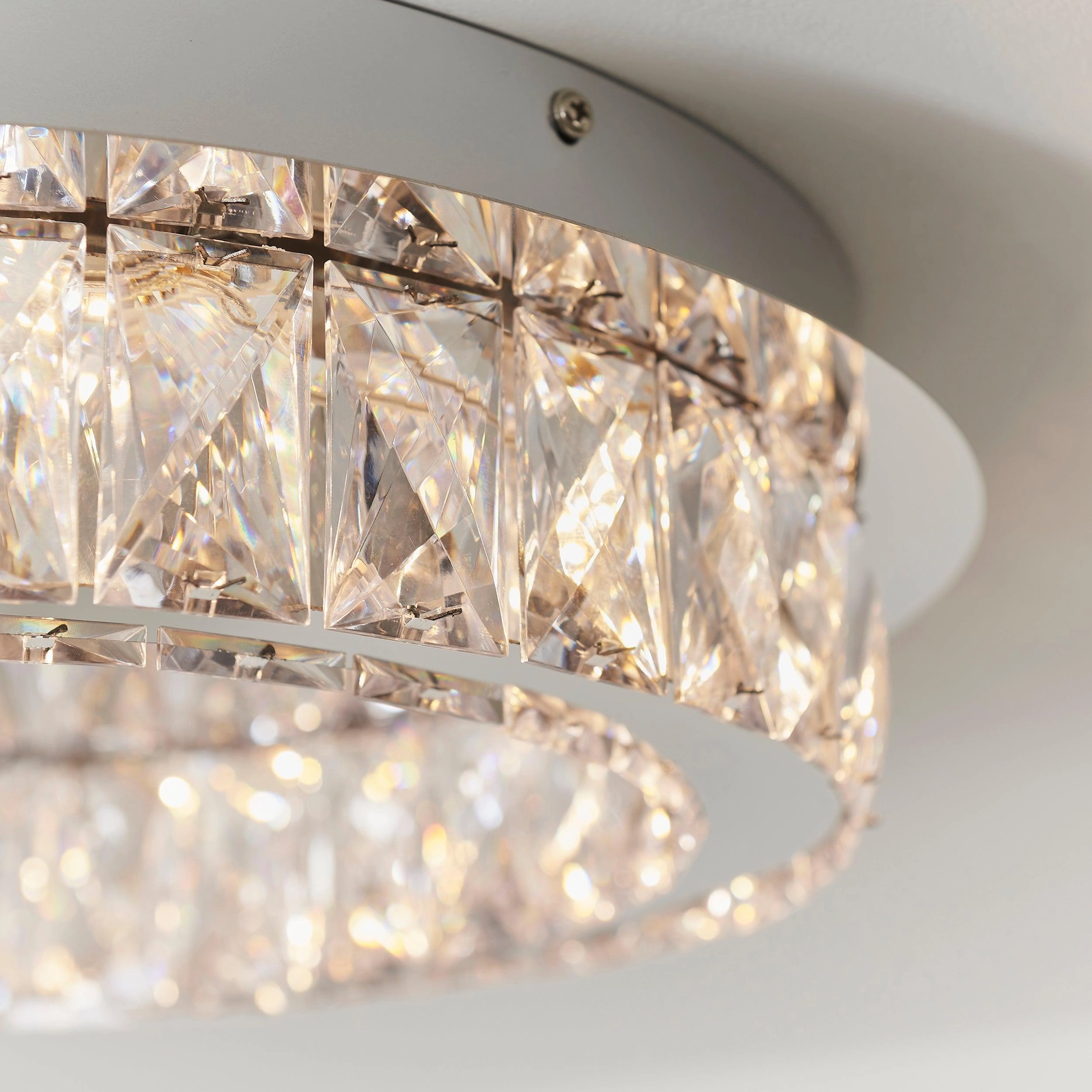 Swayze Chrome Plate & Clear Faceted Acrylic 1 Light Flush