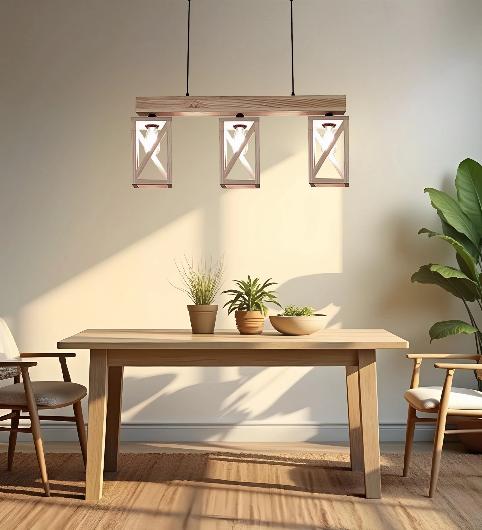 Symmetric Beige Wooden Series Hanging Lamp (BULB NOT INCLUDED) decorative ceiling fixture