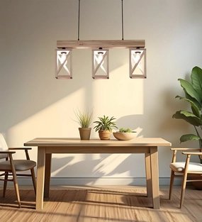 Symmetric Beige Wooden Series Hanging Lamp (BULB NOT INCLUDED) decorative ceiling fixture