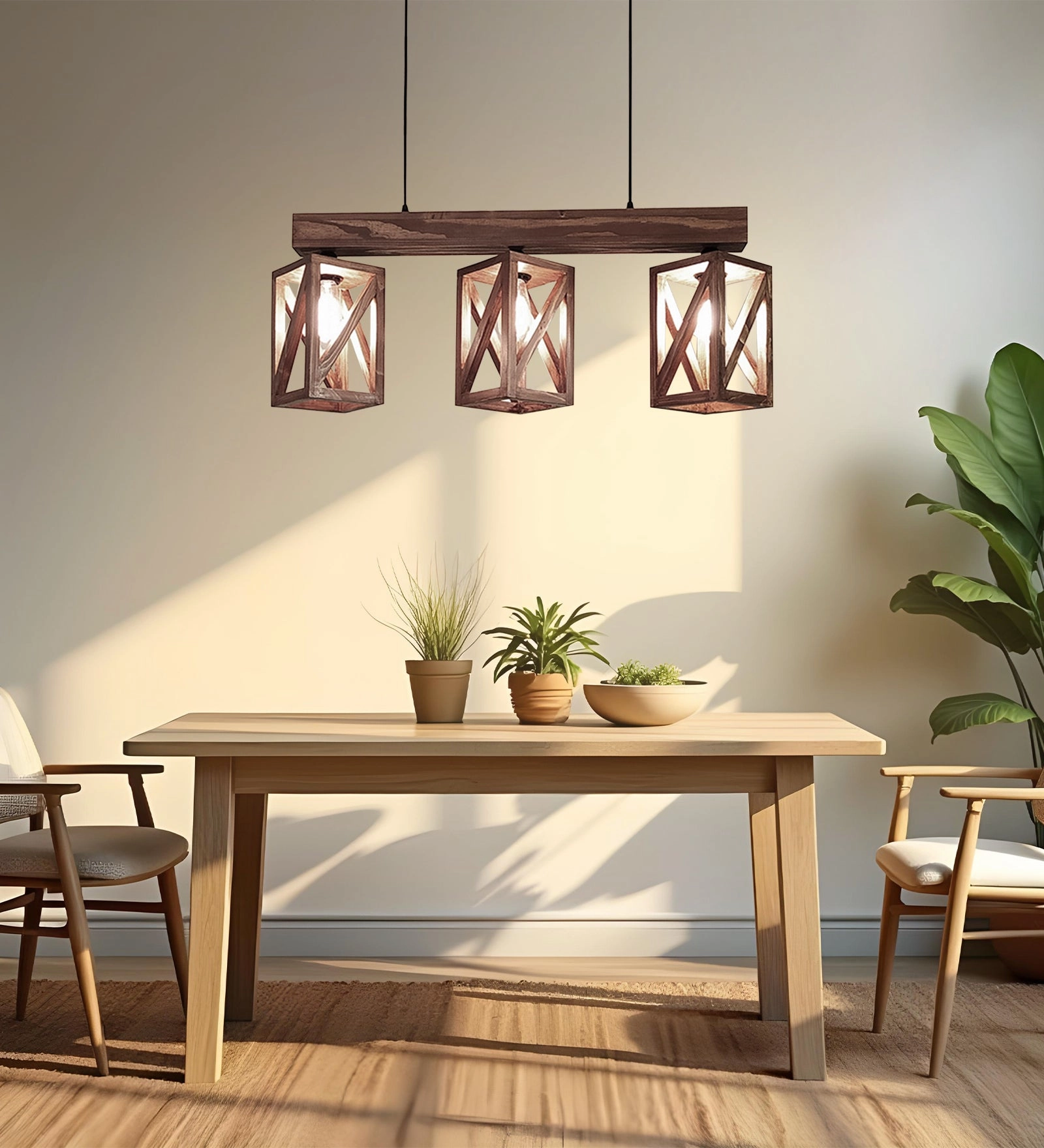 Symmetric Brown Wooden Series Hanging Lamp (BULB NOT INCLUDED) decorative ceiling fixture