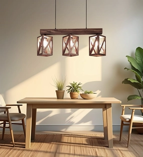 Symmetric Brown Wooden Series Hanging Lamp (BULB NOT INCLUDED) decorative ceiling fixture