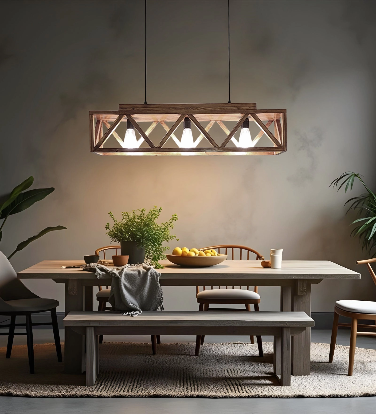 Symmetric Centrum Wooden Series Hanging Lamp (BULB NOT INCLUDED) decorative ceiling fixture