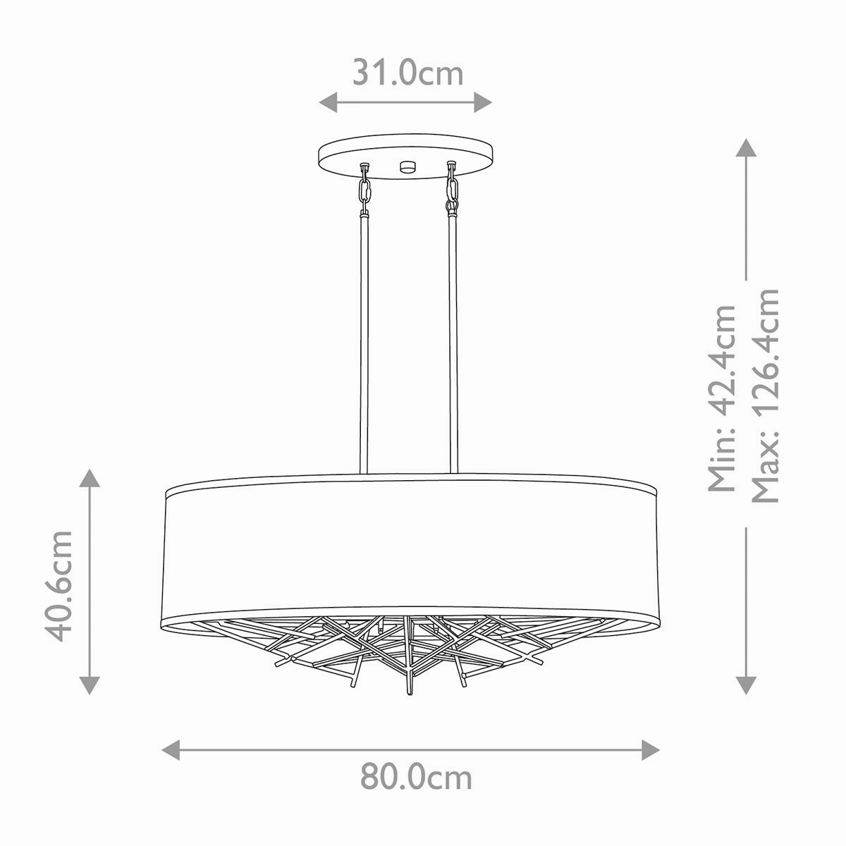 Taiko 5 Light Brass Kitchen Island Pendant