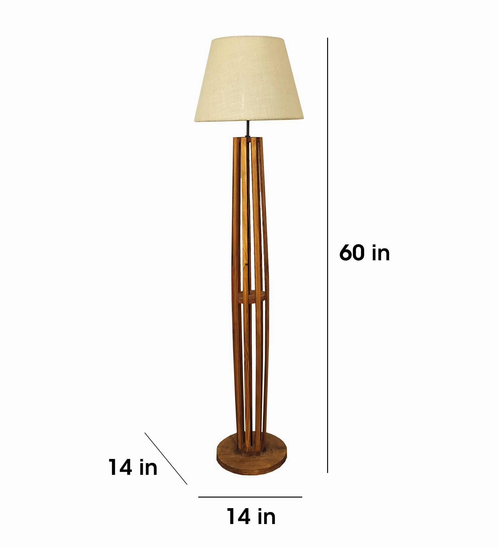 Tall Boy Wooden Floor Lamp With Yellow Printed Fabric Lampshade (BULB NOT INCLUDED)