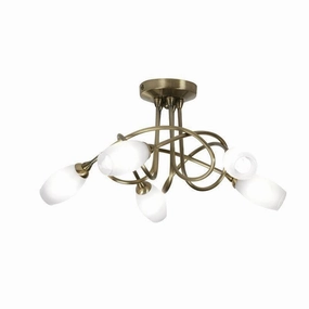Tara 5 Light Antique Brass Flush Ceiling Light Damaged Box white ceiling lamp