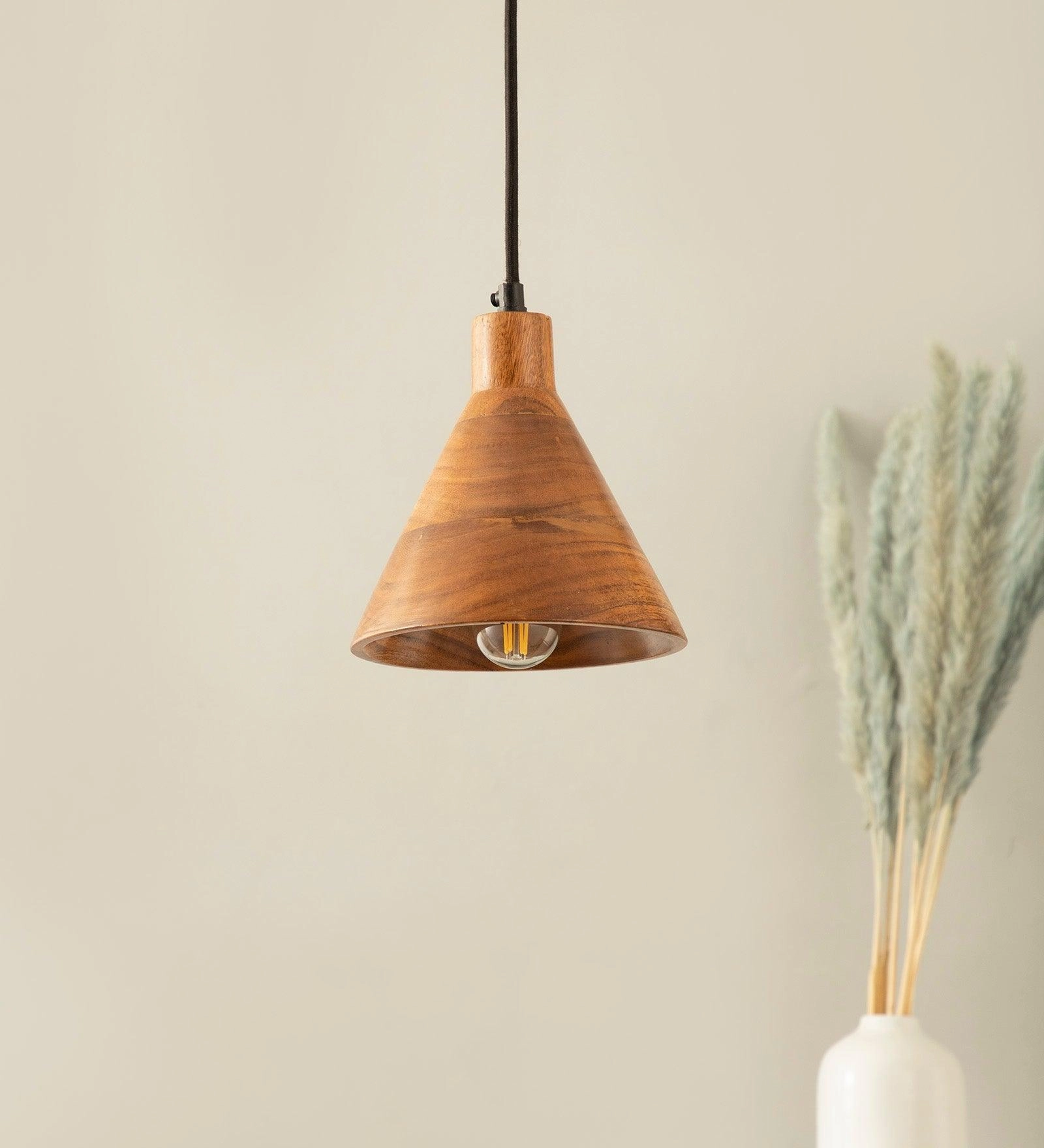 Teak Wood Cased Pendant Light decorative ceiling fixture