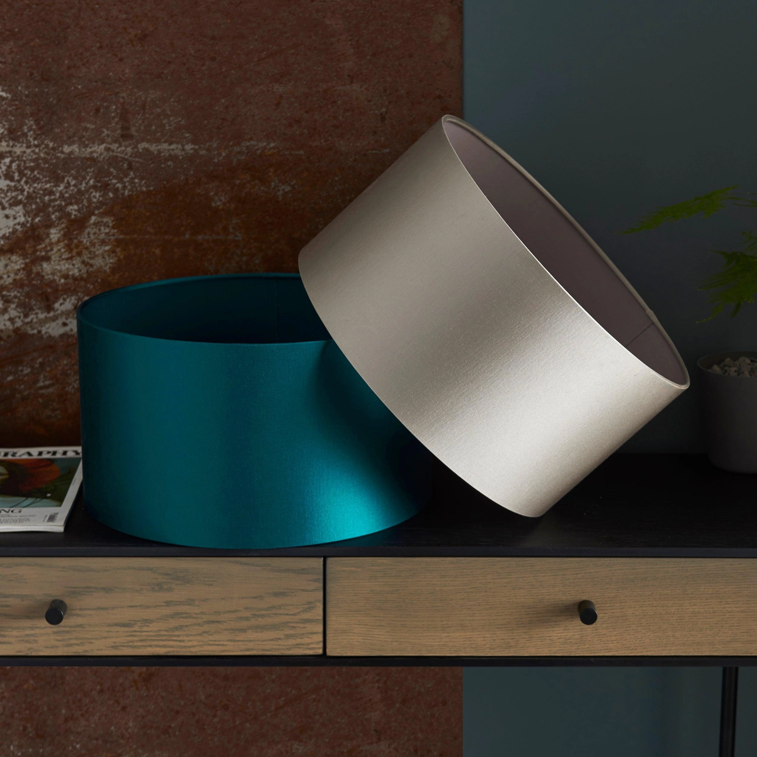 Teal Satin Fabric Shade - 38cm