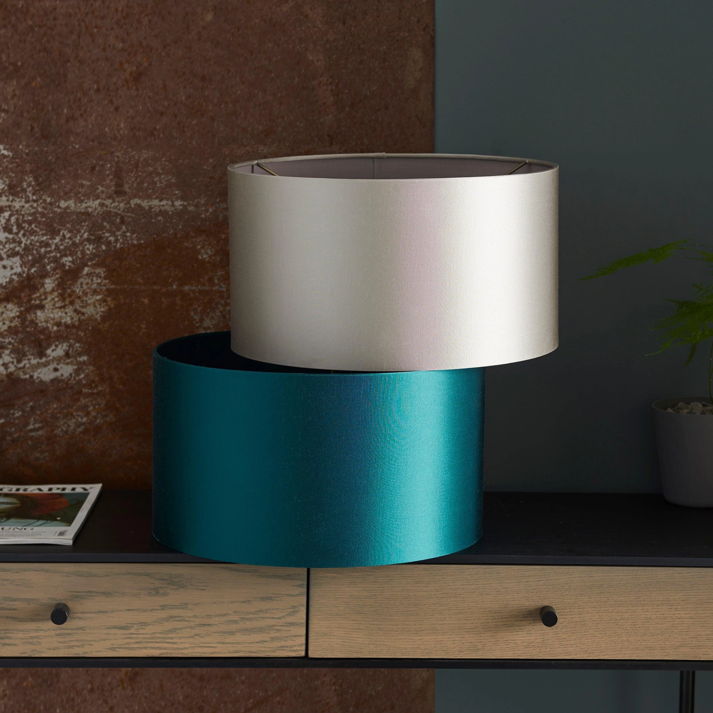 Teal Satin Fabric Shade - 38cm