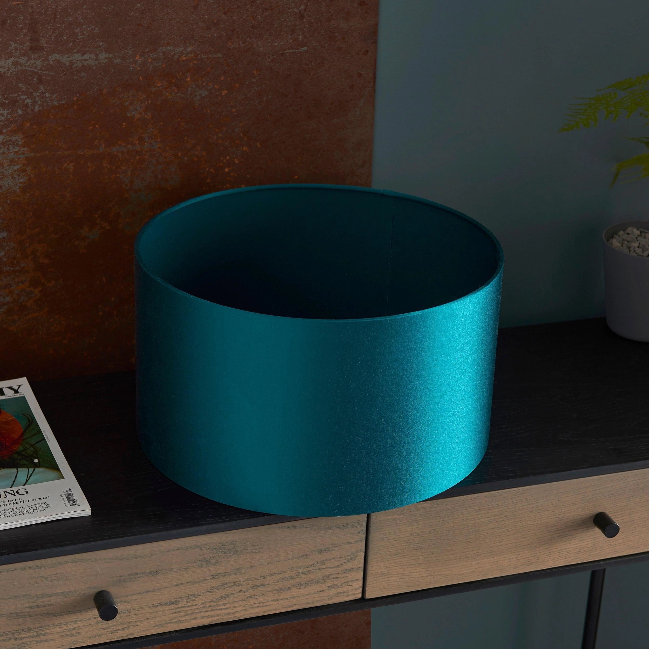 Teal Satin Fabric Shade - 38cm